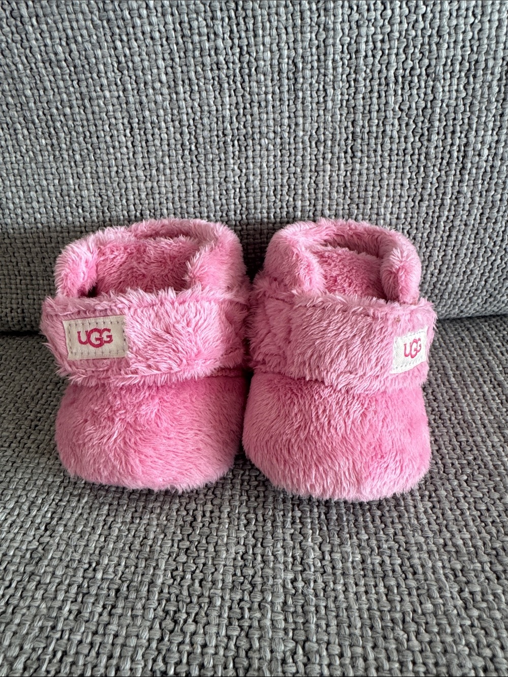 UGG Baby Pink Plush Hook-and-Loop Booties
